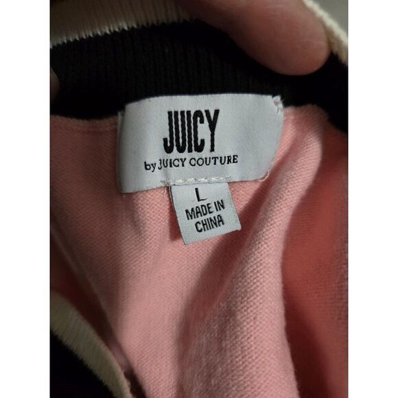 Juicy Couture Pink & Black Heart Logo Sweater Large 80% Acrylic 20% Polyester Wo - Picture 4 of 6